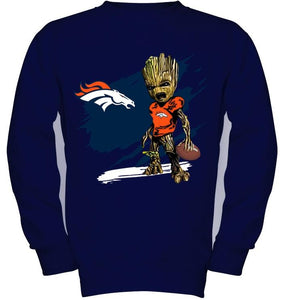 Denver Broncos angry baby groot ripped shirt