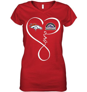 Denver Broncos Colorado Rockies love heart shirt