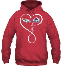 Load image into Gallery viewer, Denver Broncos Colorado Avalanche love heart shirt
