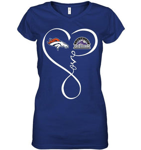 Denver Broncos Colorado Rockies love heart shirt