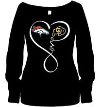 Load image into Gallery viewer, Denver Broncos Colorado Buffaloes love heart shirt
