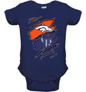 Denver Broncos and Colorado Rockies layer under ripped shirt