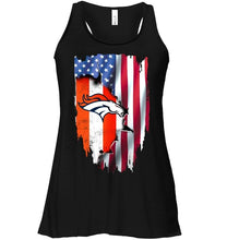 Load image into Gallery viewer, Denver Broncos flag ripped american flag shirt
