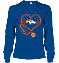 Load image into Gallery viewer, Denver Broncos nurse scope love heartbeat shirt
