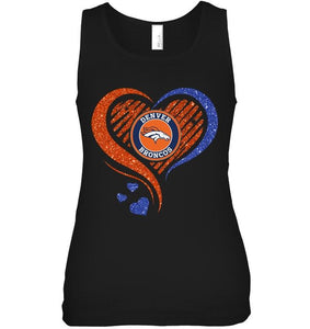 Denver Broncos heart glittering shirt