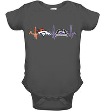 Load image into Gallery viewer, Denver Broncos Colorado Rockies heartbeat shirt
