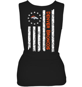 Denver Broncos star american flag on back shirt