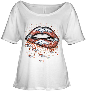 Denver Broncos heart glitter pattern lips shirt