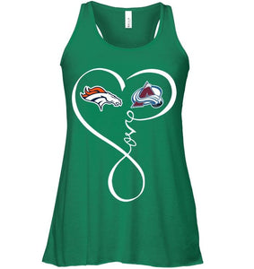 Denver Broncos Colorado Avalanche love heart shirt