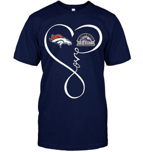 Denver Broncos Colorado Rockies love heart shirt