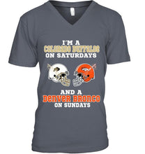 Load image into Gallery viewer, I&#39;m Colorado Buffaloe on saturdays and Denver Bronco on sundays shirt
