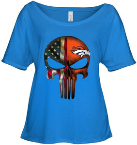 Denver Broncos skull american flag shirt