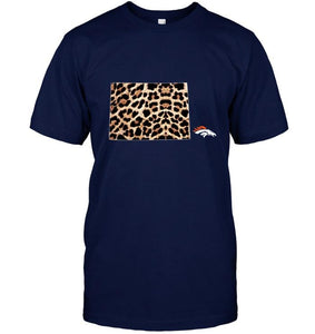 Denver Broncos panther pattern state map shirt