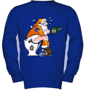 Santa Boise State Broncos in bathroom shirt