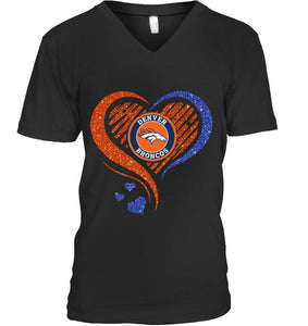 Denver Broncos heart glittering shirt