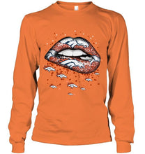 Load image into Gallery viewer, Denver Broncos heart glitter pattern lips shirt
