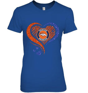 Denver Broncos heart glittering shirt