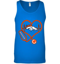 Load image into Gallery viewer, Denver Broncos nurse scope love heartbeat shirt
