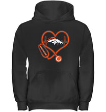 Load image into Gallery viewer, Denver Broncos nurse scope love heartbeat shirt

