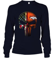 Load image into Gallery viewer, Denver Broncos skull american flag shirt
