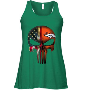 Denver Broncos skull american flag shirt