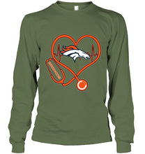 Load image into Gallery viewer, Denver Broncos nurse scope love heartbeat shirt
