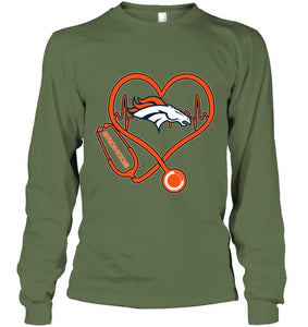 Denver Broncos nurse scope love heartbeat shirt