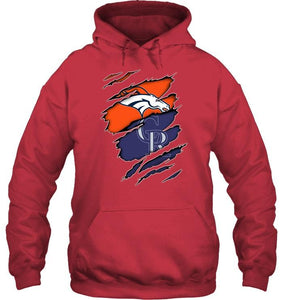 Denver Broncos and Colorado Rockies layer under ripped shirt