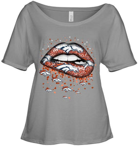 Denver Broncos heart glitter pattern lips shirt