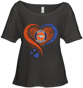 Denver Broncos heart glittering shirt