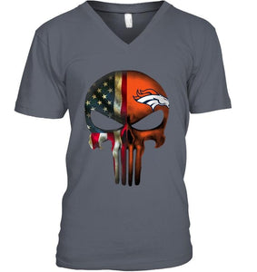 Denver Broncos skull american flag shirt