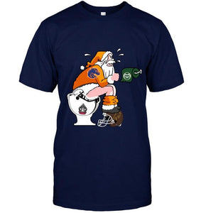 Santa Boise State Broncos in bathroom shirt