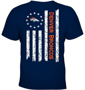 Denver Broncos star american flag on back shirt