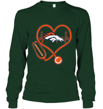 Load image into Gallery viewer, Denver Broncos nurse scope love heartbeat shirt
