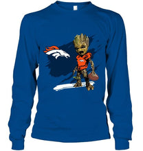 Load image into Gallery viewer, Denver Broncos angry baby groot ripped shirt
