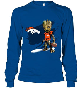 Denver Broncos angry baby groot ripped shirt