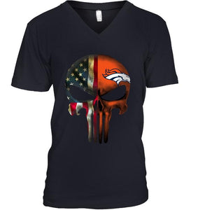 Denver Broncos skull american flag shirt