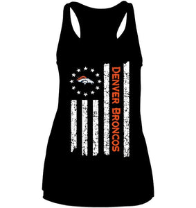 Denver Broncos star american flag on back shirt