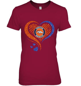 Denver Broncos heart glittering shirt