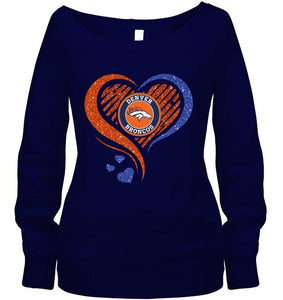 Denver Broncos heart glittering shirt