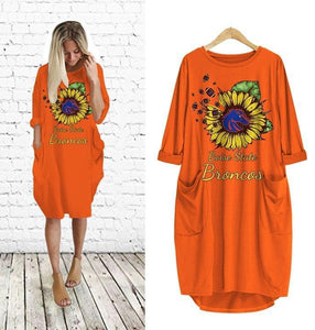 boise state broncos sunflower for broncos fan pocket dress