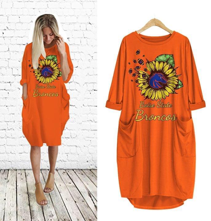 boise state broncos sunflower for broncos fan pocket dress