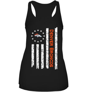 Denver Broncos star american flag on back shirt