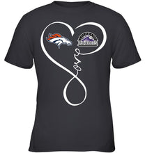 Load image into Gallery viewer, Denver Broncos Colorado Rockies love heart shirt
