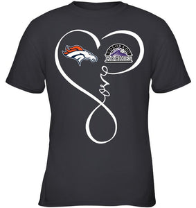 Denver Broncos Colorado Rockies love heart shirt