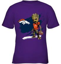 Load image into Gallery viewer, Denver Broncos angry baby groot ripped shirt
