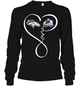 Denver Broncos Colorado Avalanche love heart shirt