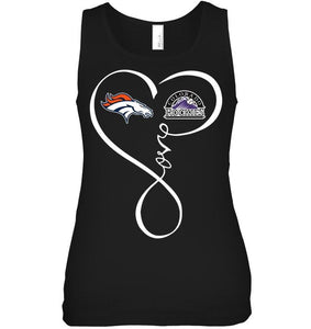 Denver Broncos Colorado Rockies love heart shirt