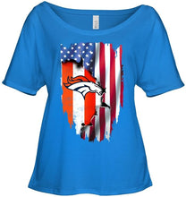 Load image into Gallery viewer, Denver Broncos flag ripped american flag shirt
