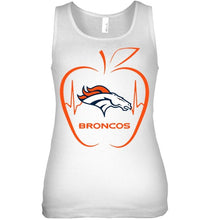 Load image into Gallery viewer, Denver Broncos heartbeat teacher apple shirt
